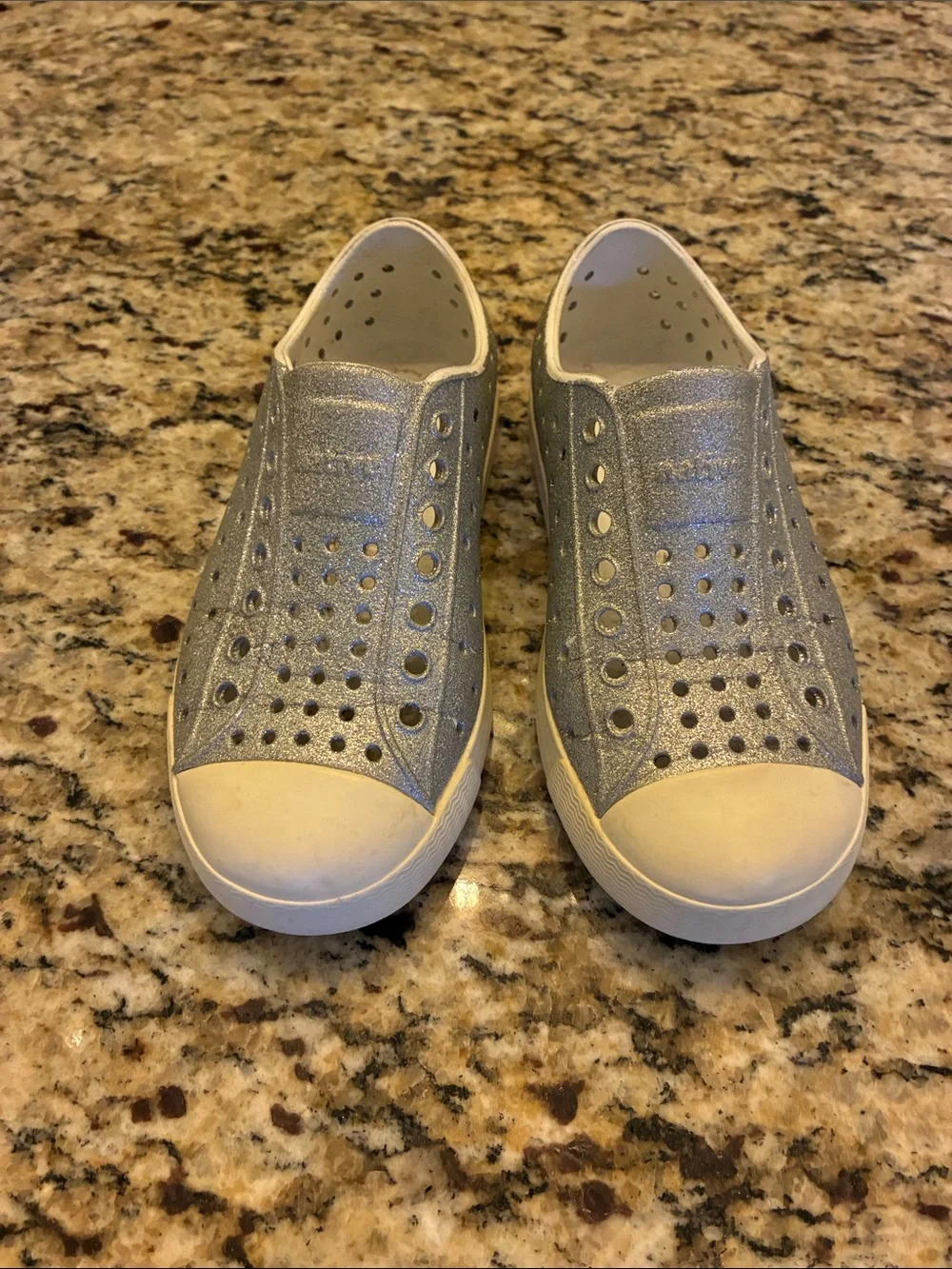Kids Native Silver Slip-On Glitter Water-Friendly Sneakers